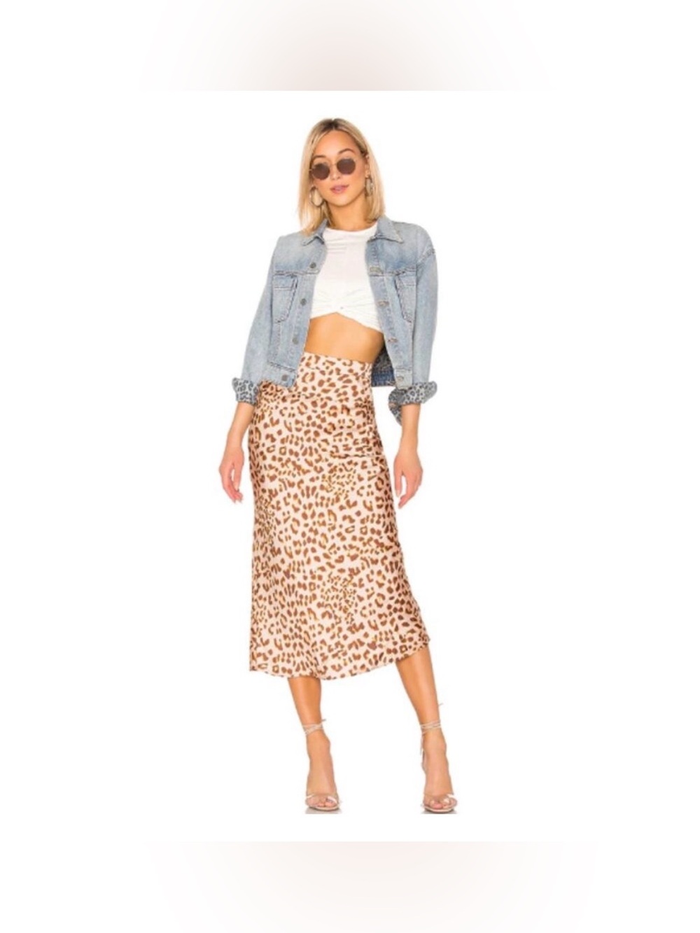 Free People silky bias cut Leopard Print Midi Skirt
